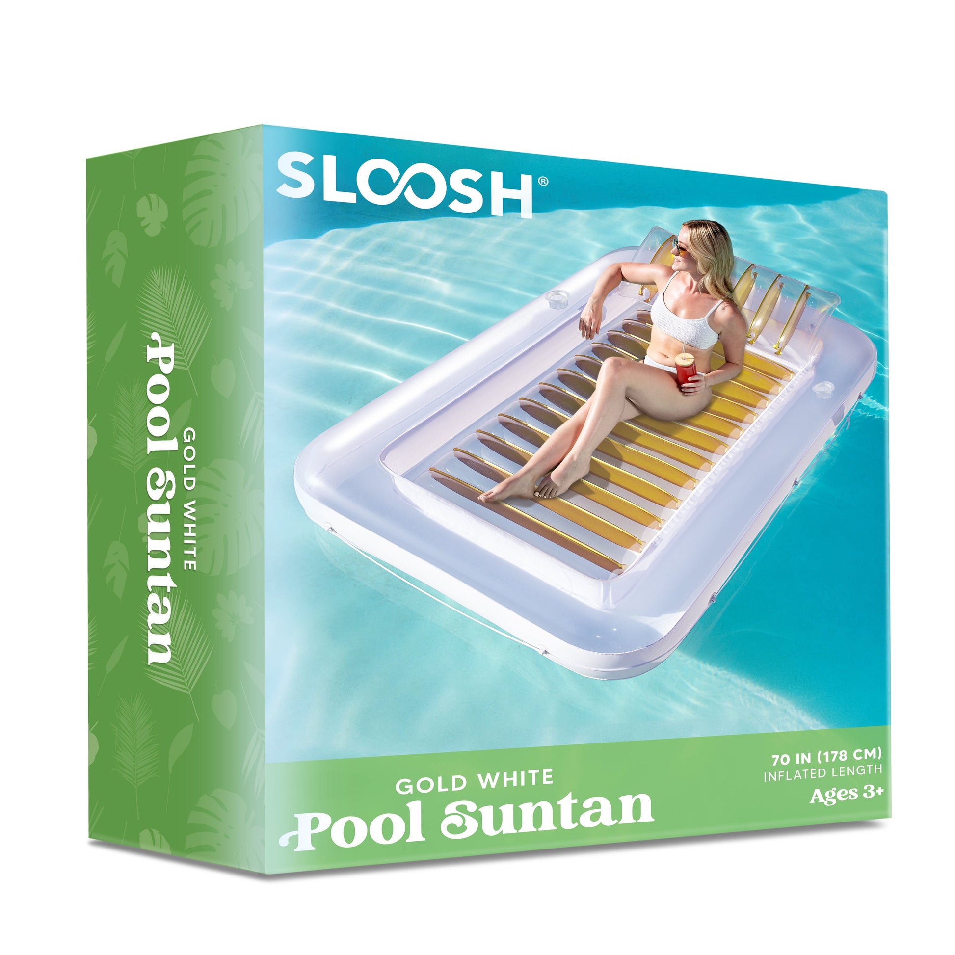 Oversized Inflatable Pool Lounger – 70" x 46" tanning float perfect for adults this summer. Waterproof, durable, and vacation-ready. #poolfloat #summermusthave
